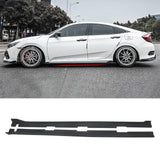 For 2016 2017 2018 2019 2020 2021 Honda Civic Sedan Hatchback Side Skirts Extension Matte Black