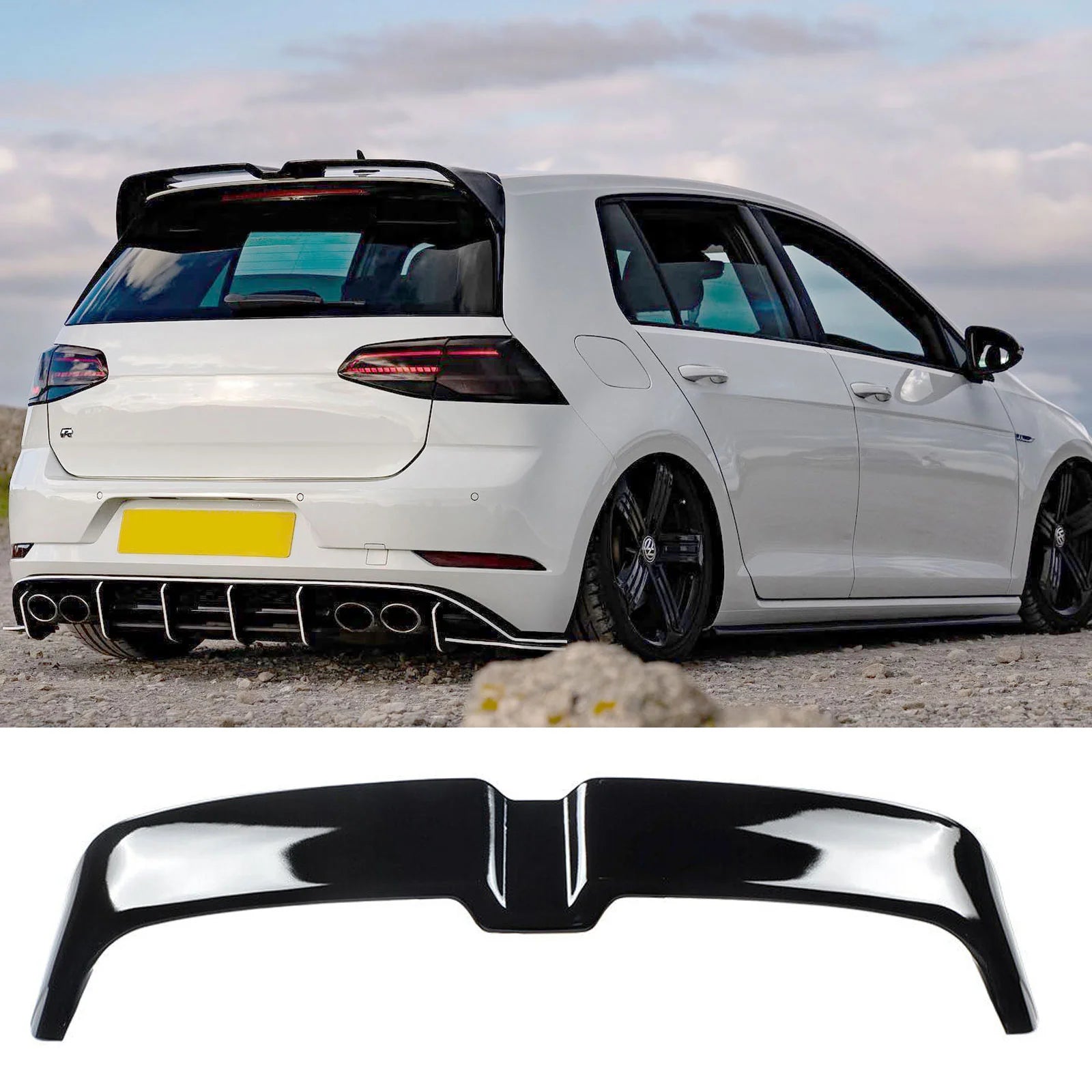 For VW Golf R MK7.5 Boot Spoiler Diffuser Front lip Body Kits 2016 2017 2018 2019 2020 Gloss Black