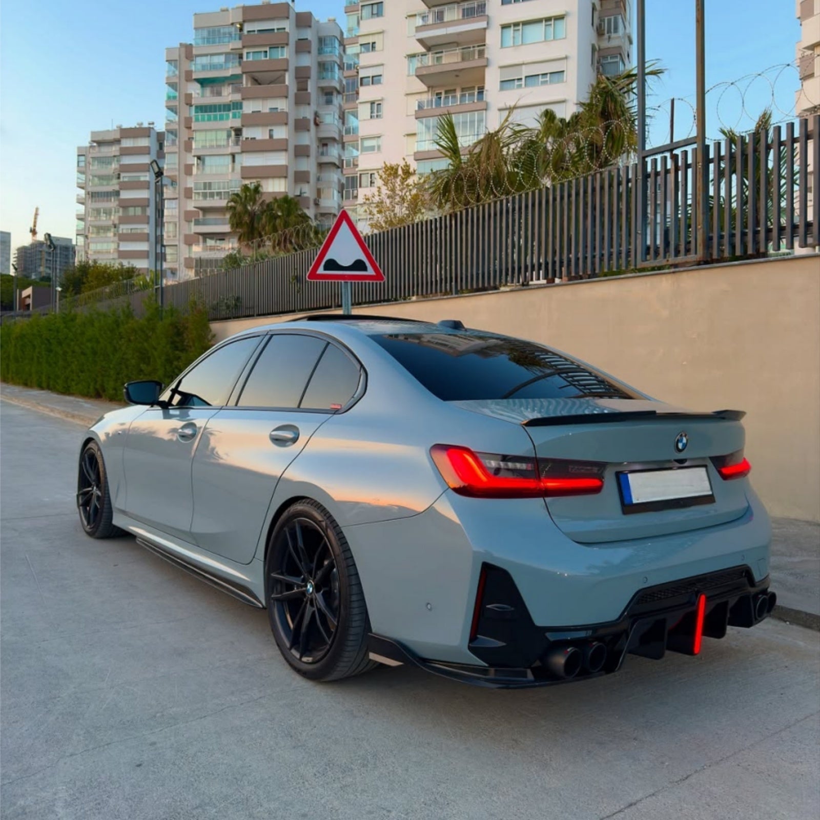 Rear Diffuser For BMW 3 Series G20 LCI 2023-25 Rear Bumper Lip with LED Light