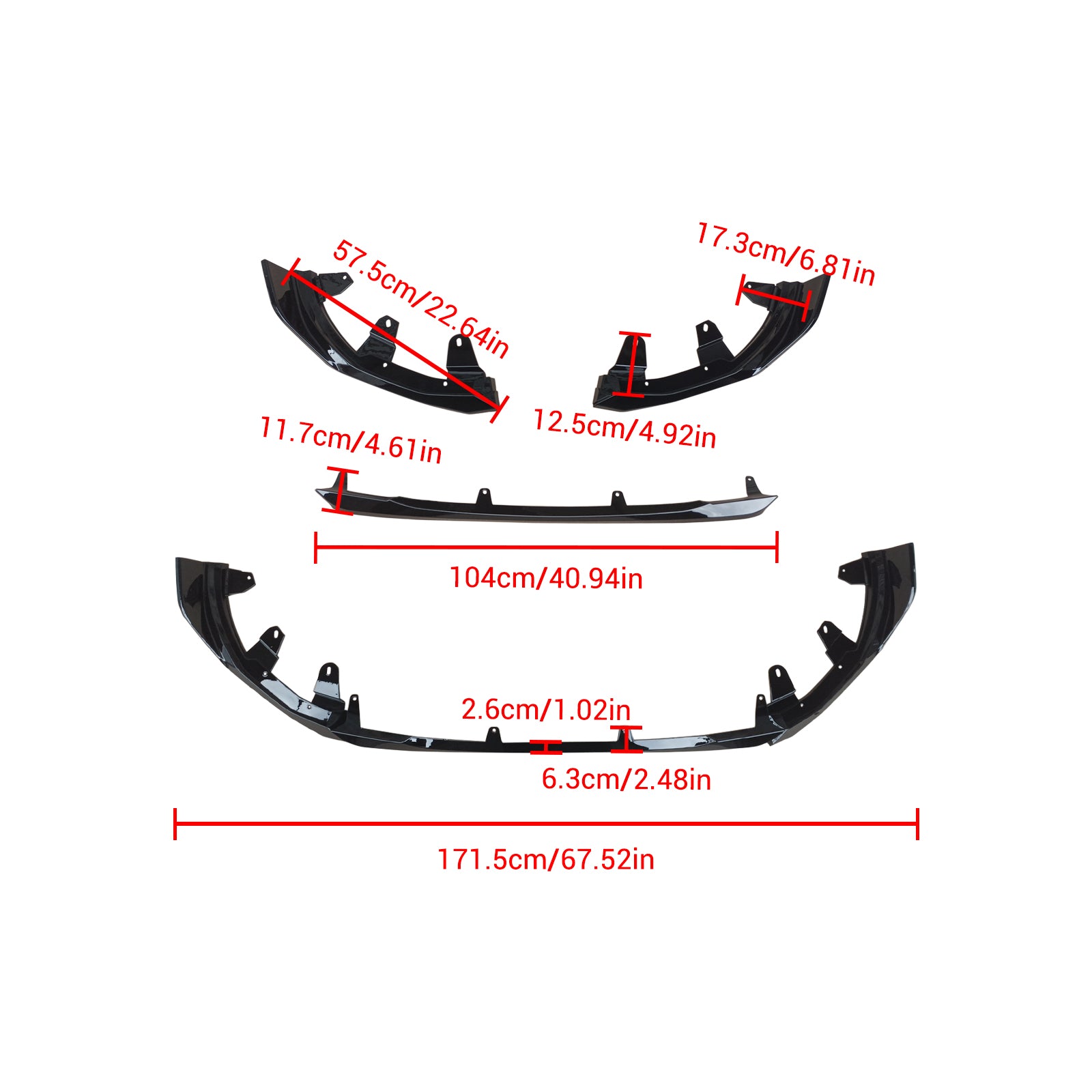 For 2022-2025 BMW G42 230i M240i Performance Style Front Bumper Lip Spiltter Gloss Black