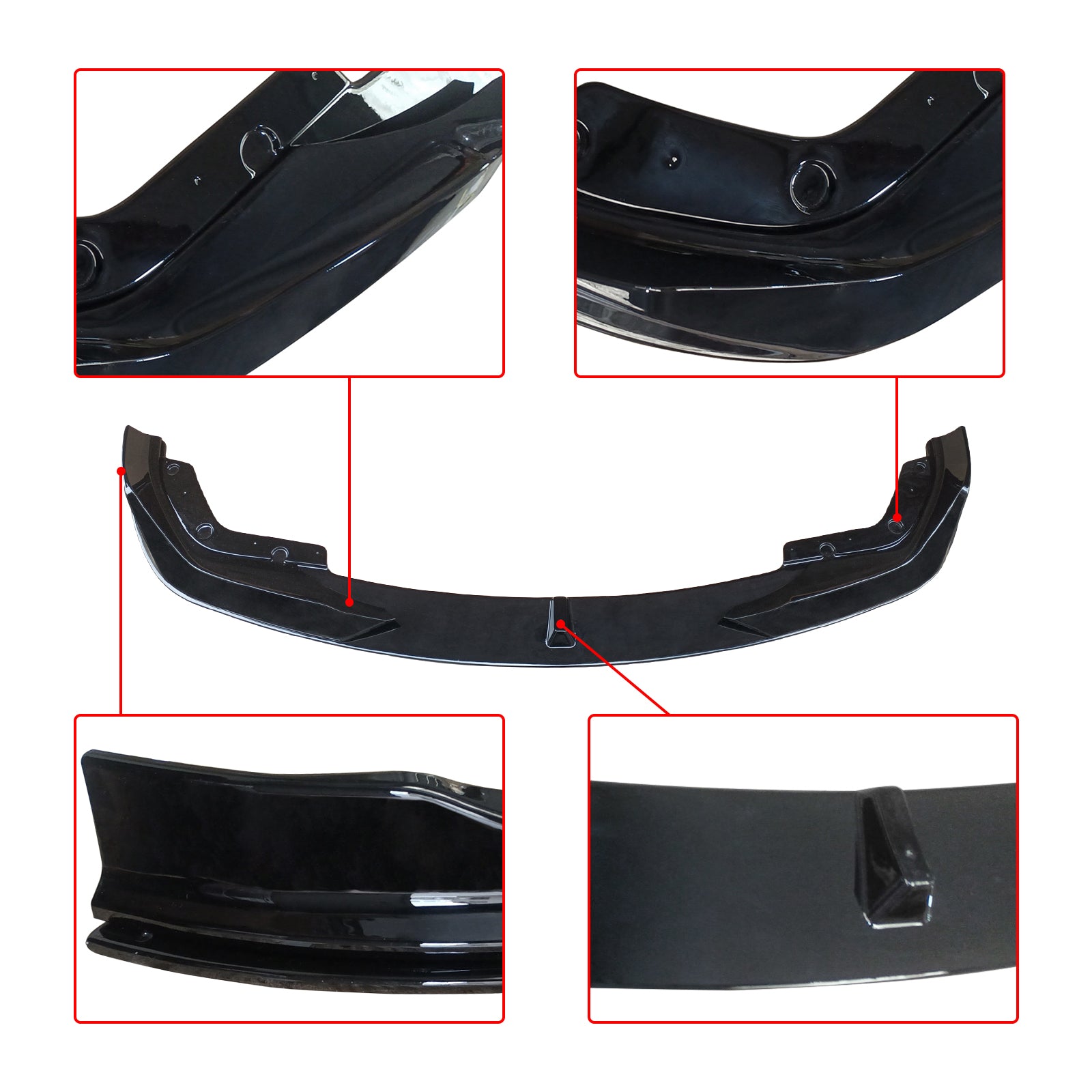 For 2019-2023 BMW 3 Series G20 G21 G28 M Sport Front Bumper Lip Splitter With Corner Pieces Gloss Black