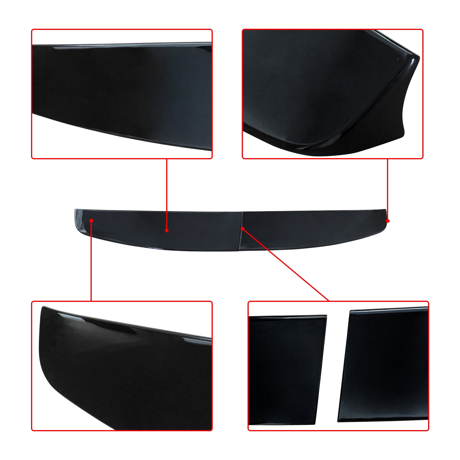 MMO For 2012-2020 Ford Transit Custom Rear Twin Barn Door Roof Spoiler Gloss Black