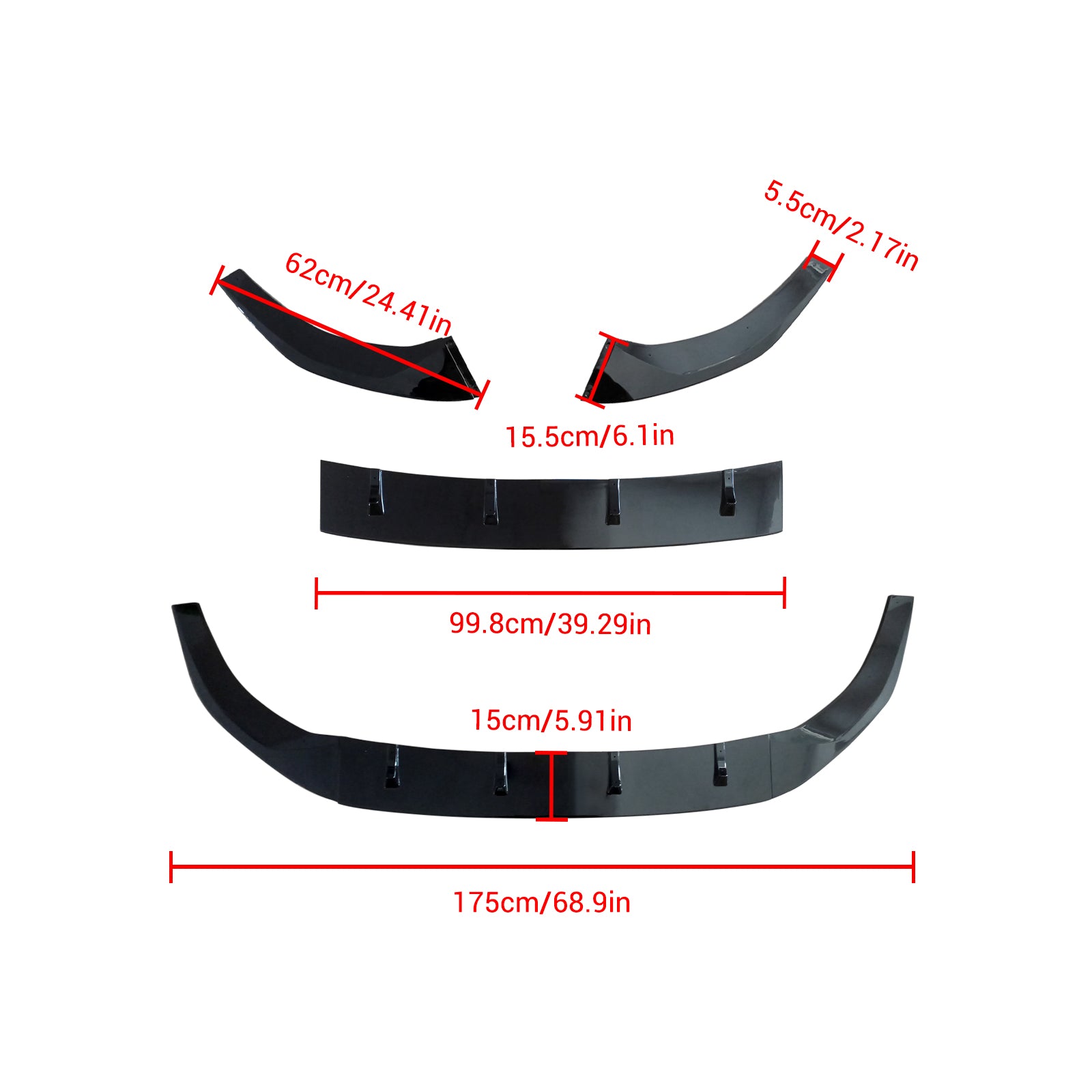 For 2021-2025 VW Golf MK8 GTD GTE GTI R R-Line Front Bumper Lip Splitter Gloss Black