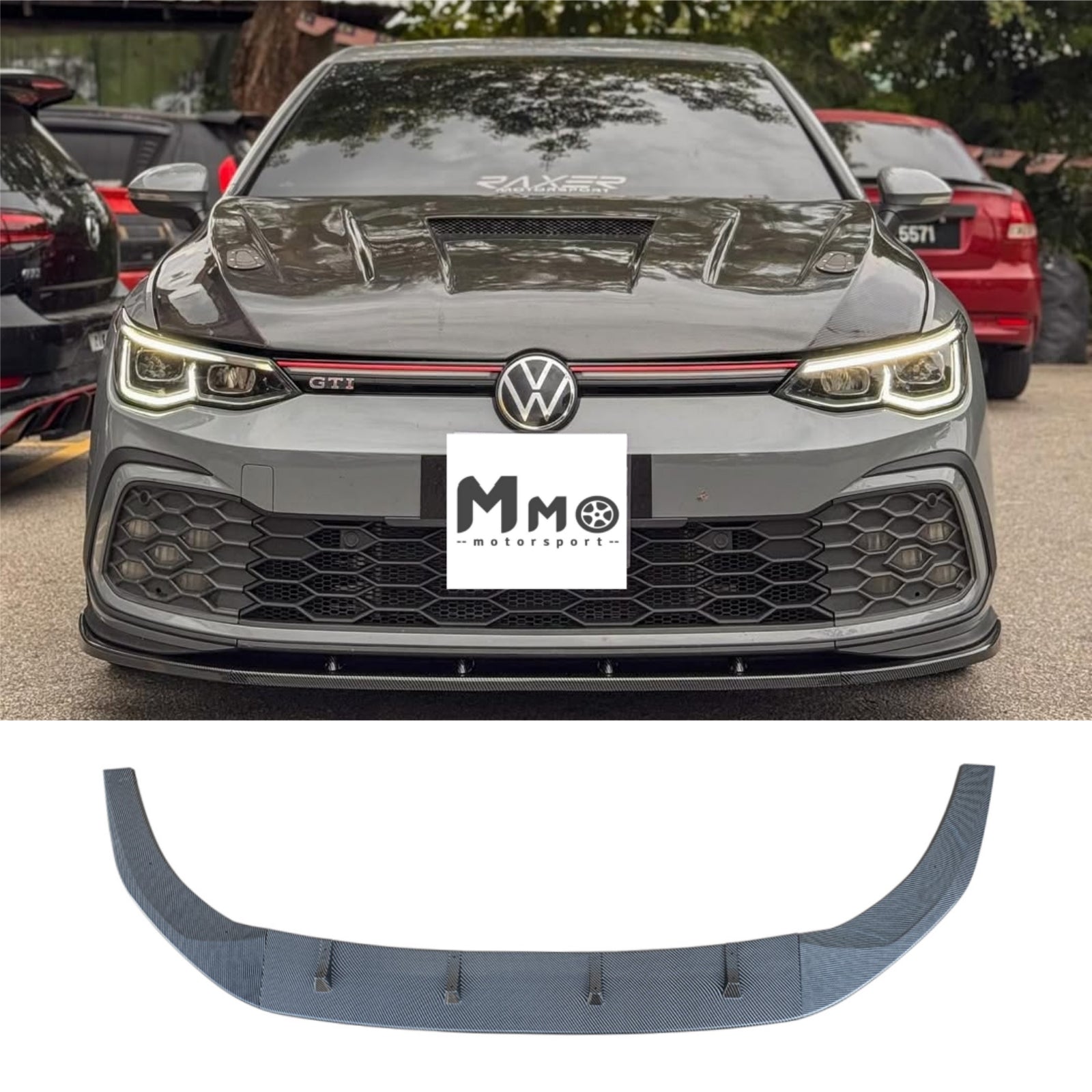 For 2021-2025 VW Golf MK8 GTD GTE GTI R R-Line Front Bumper Lip Splitter Carbon Fibre Look