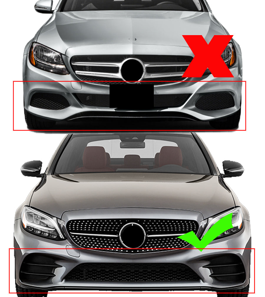 MMOMOTORSPORT Front Lip for 2019-2021 Benz W205 2019-2023 C205 A205 C-Class Sport C300 ABS 3PCs Front Bumper Splitters