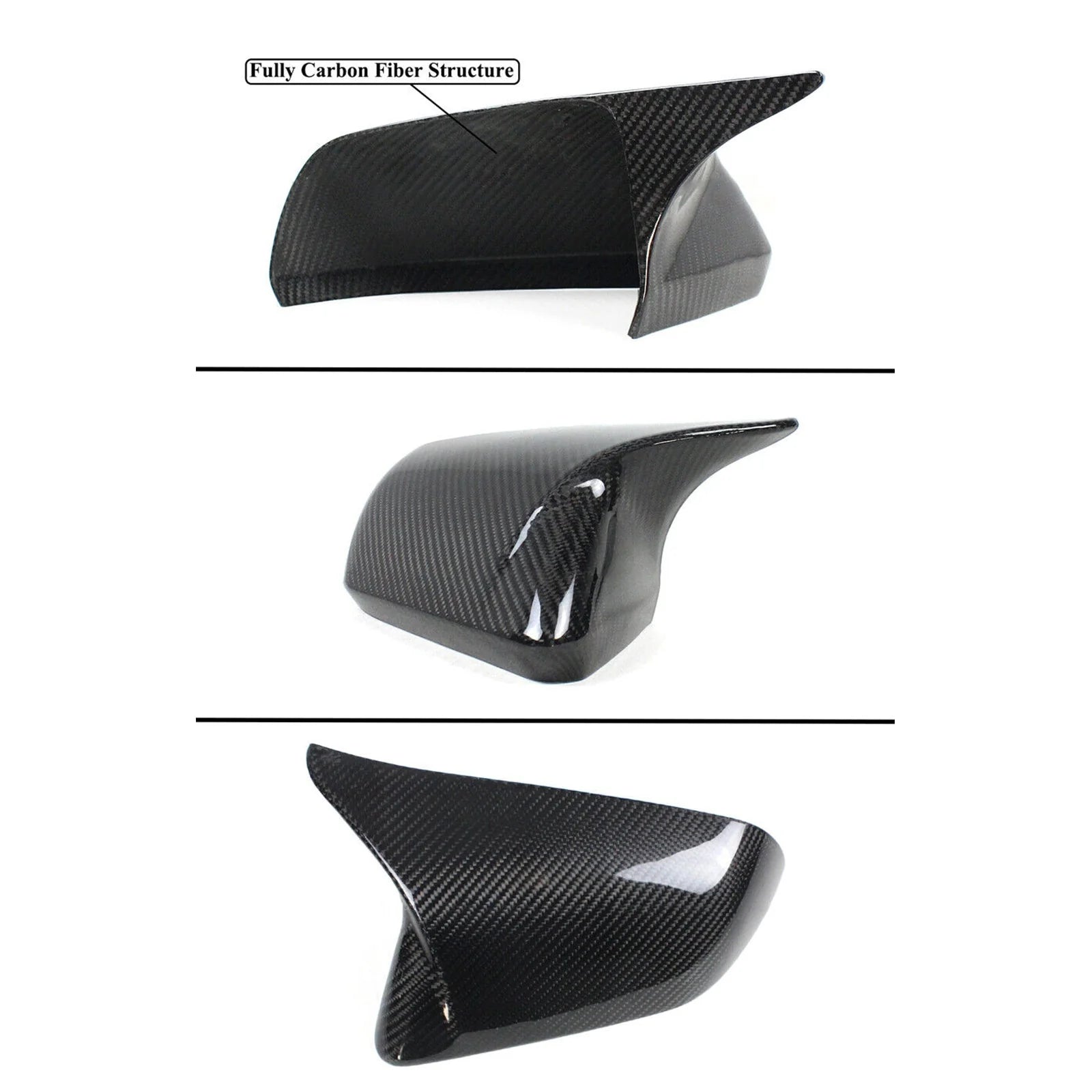 Mirror Covers For Ford MUSTANG 2015-2024 Real Carbon Fibre W/O Led Signal M Style