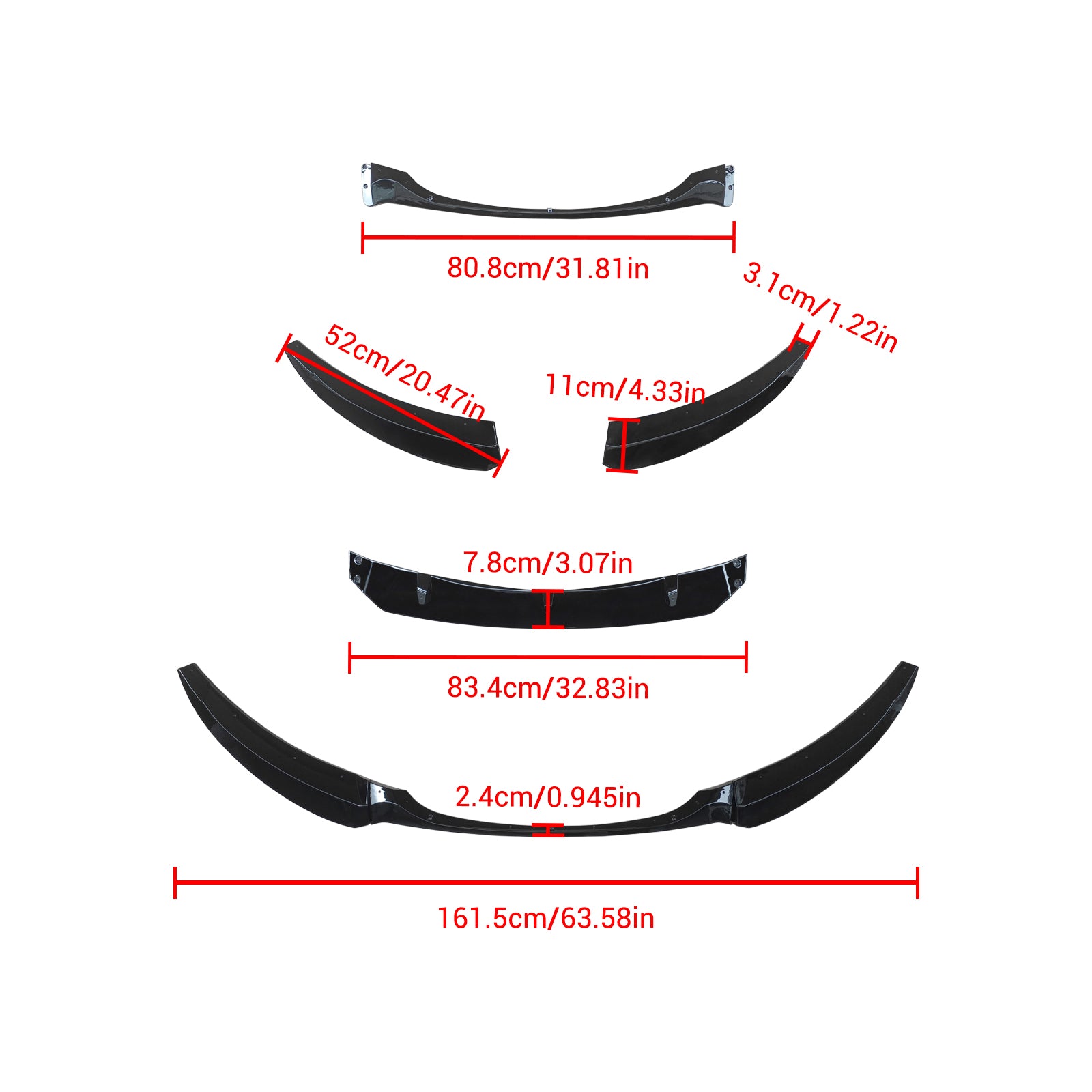 For BMW 1 Series E82 E88 2008-2013 Front Bumper Lip Splitter Gloss Black