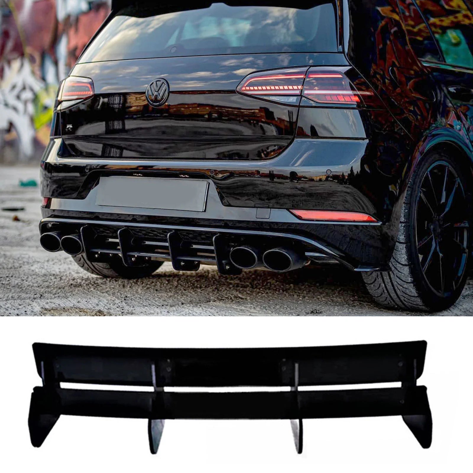 For VW Golf R MK7.5 Boot Spoiler Diffuser Front lip Body Kits 2016 2017 2018 2019 2020 Gloss Black