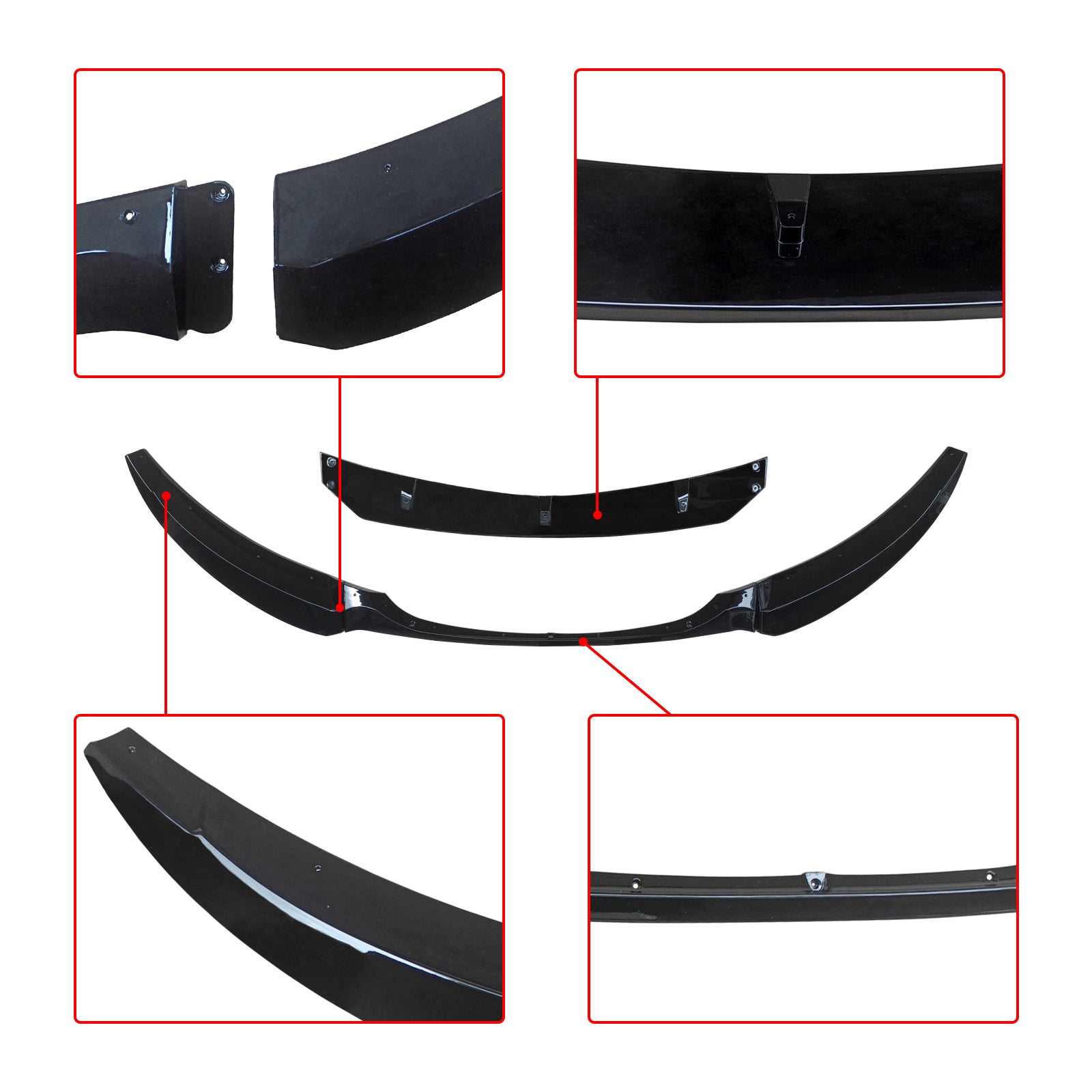 For BMW 1 Series E82 E88 2008-2013 Front Bumper Lip Splitter Gloss Black