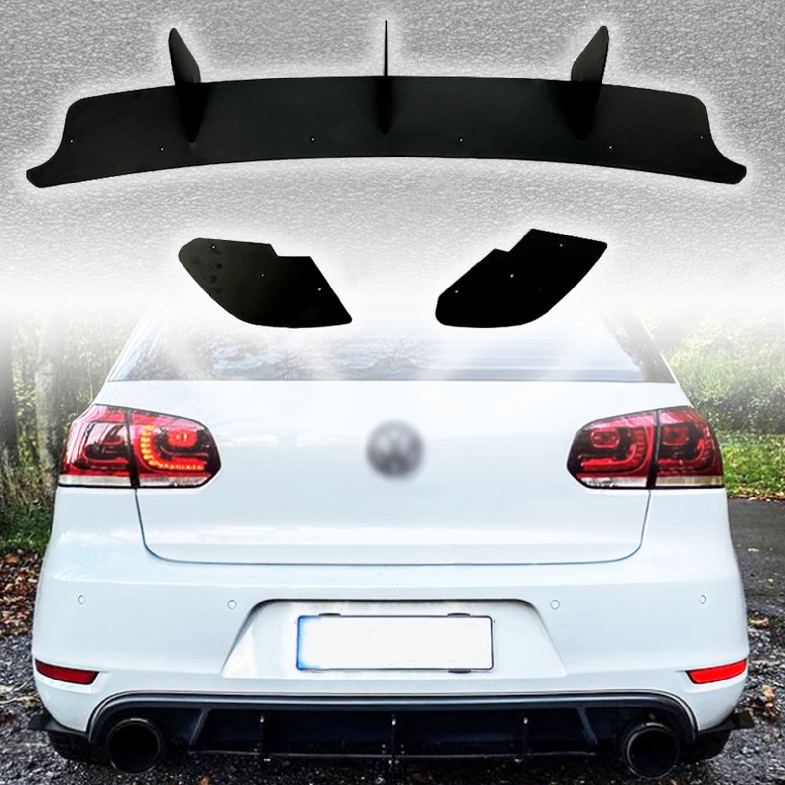 Rear Diffuser For 10-14 VW Golf 6 MK6 GTI 3 Fin Valance Spoiler