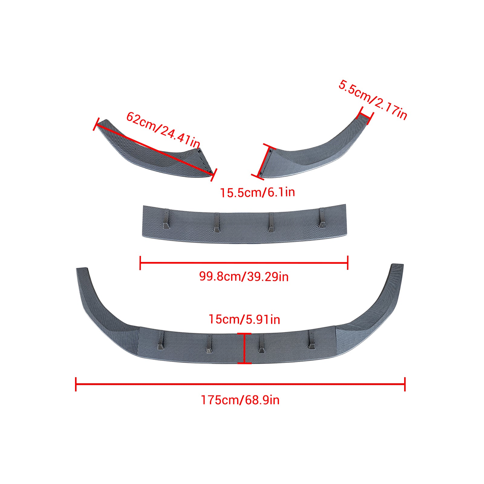 For 2021-2025 VW Golf MK8 GTD GTE GTI R R-Line Front Bumper Lip Splitter Carbon Fibre Look