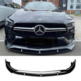For Mercedes-Benz CLA-Class C118 CLA 250 CLA35 CLA45 2020-2023 Front Bumper Lip Splitter Gloss Black