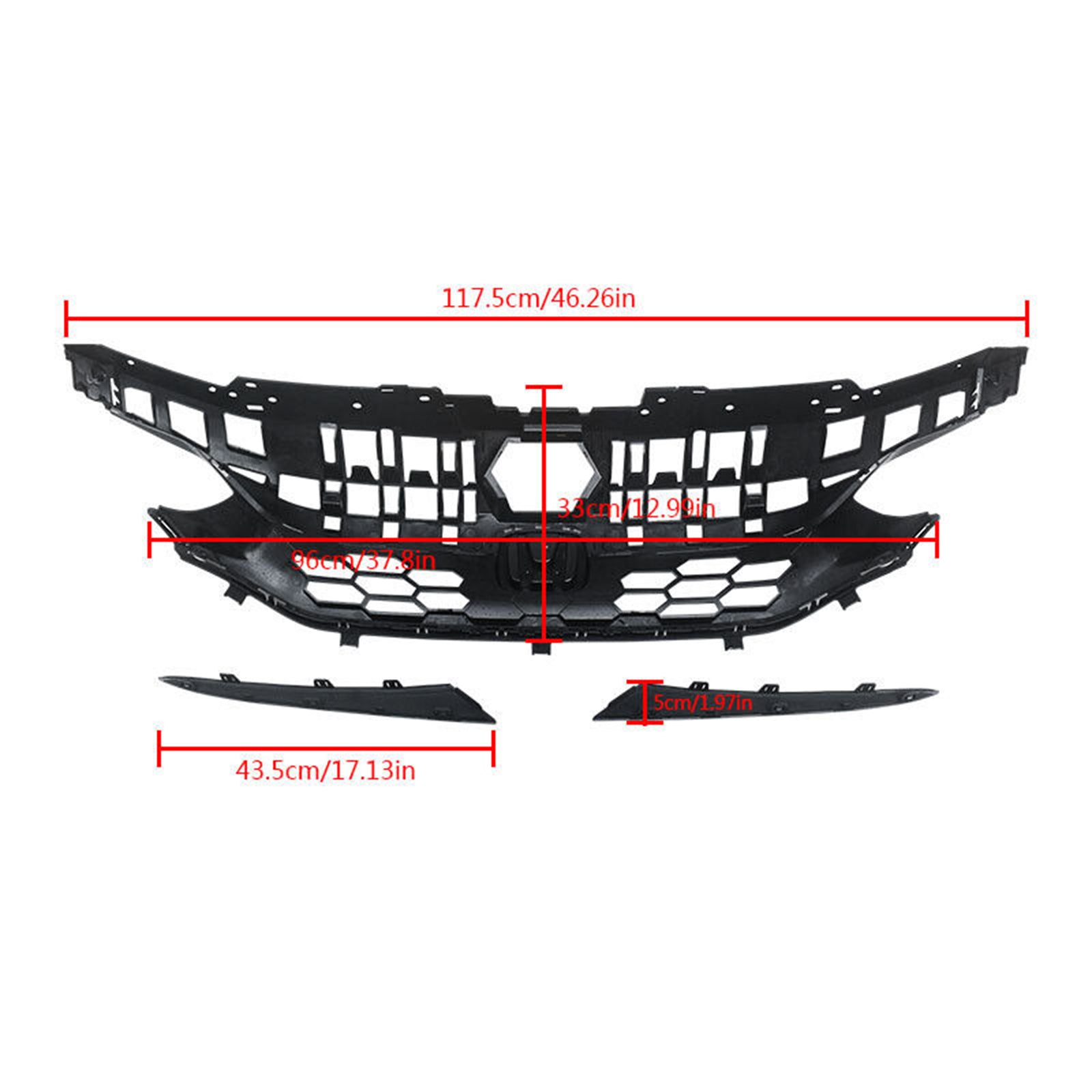 MMOMOTORSPORT Front Grille For 2022 2023 11th Gen Honda Civic 4 Door Sedan Honeycomb Style