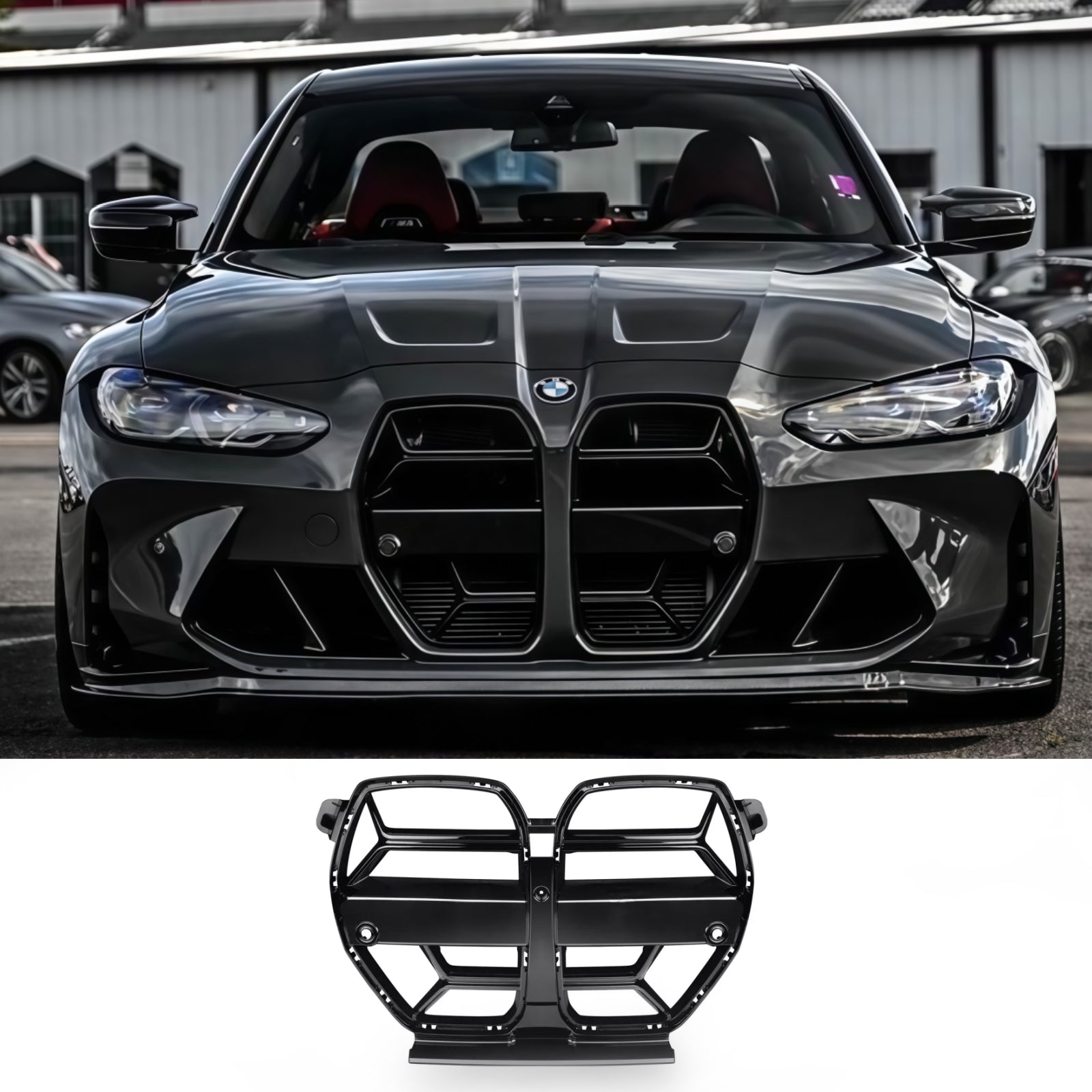 FOR 2021 2022 2023 2024 2025 BMW G80 M3 G82 G83 M4 FRONT BUMPER GRILL GRILLE CSL STYLE GLOSS BLACK