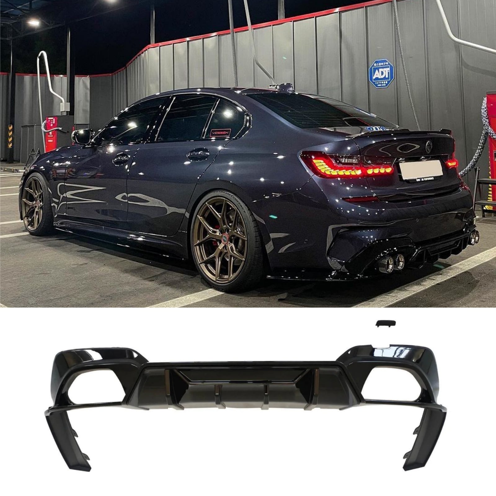 Rear Diffuser for BMW 3 Series G20 2019–2022 | 320i / 330i / M340i M Sport | Gloss Black