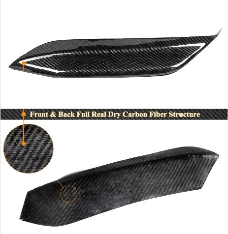 Dry carbon fiber upper fang trim for 2015-2019 BMW M3 F80 and M4 F82 F83 front bumper