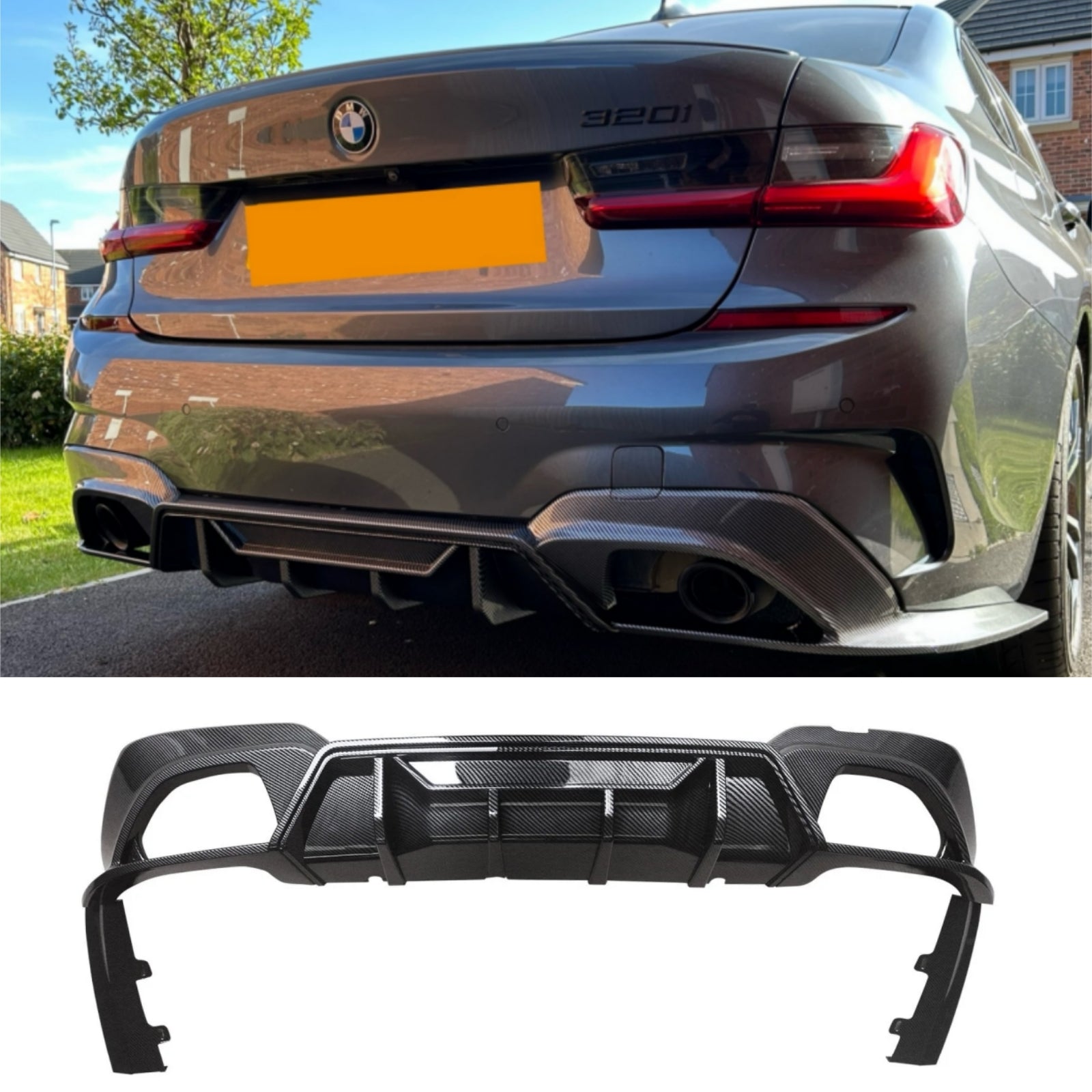 Rear Diffuser for BMW 3 Series G20 2019–2022 | 320i / 330i / M340i M Sport | Carbon Fibre Look