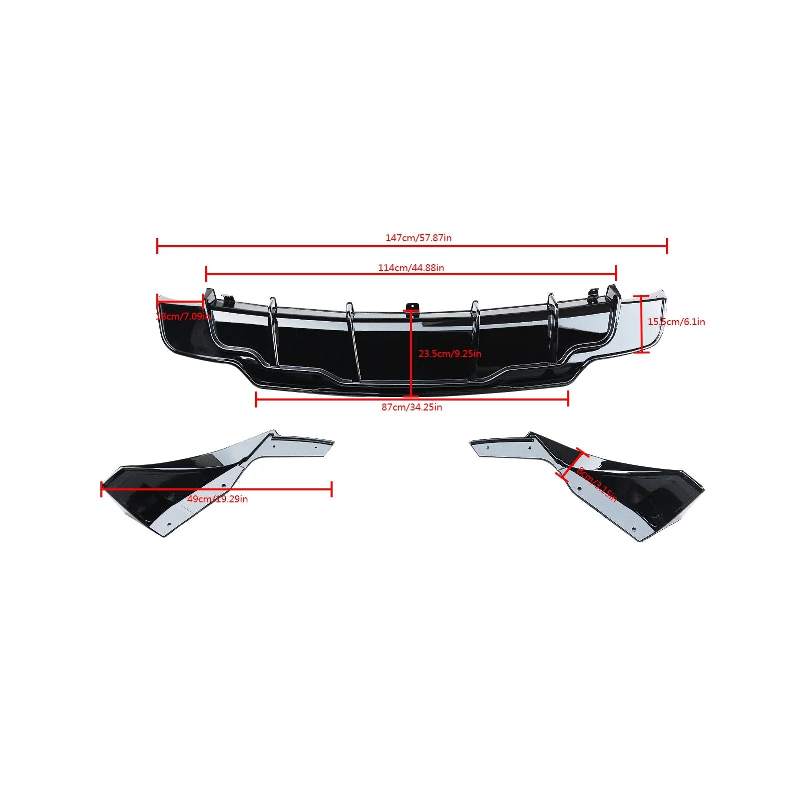 MMO Rear Lip For 2017-2023 Tesla Model 3 Rear Bumper Lip Diffuser with Aprons Splitters