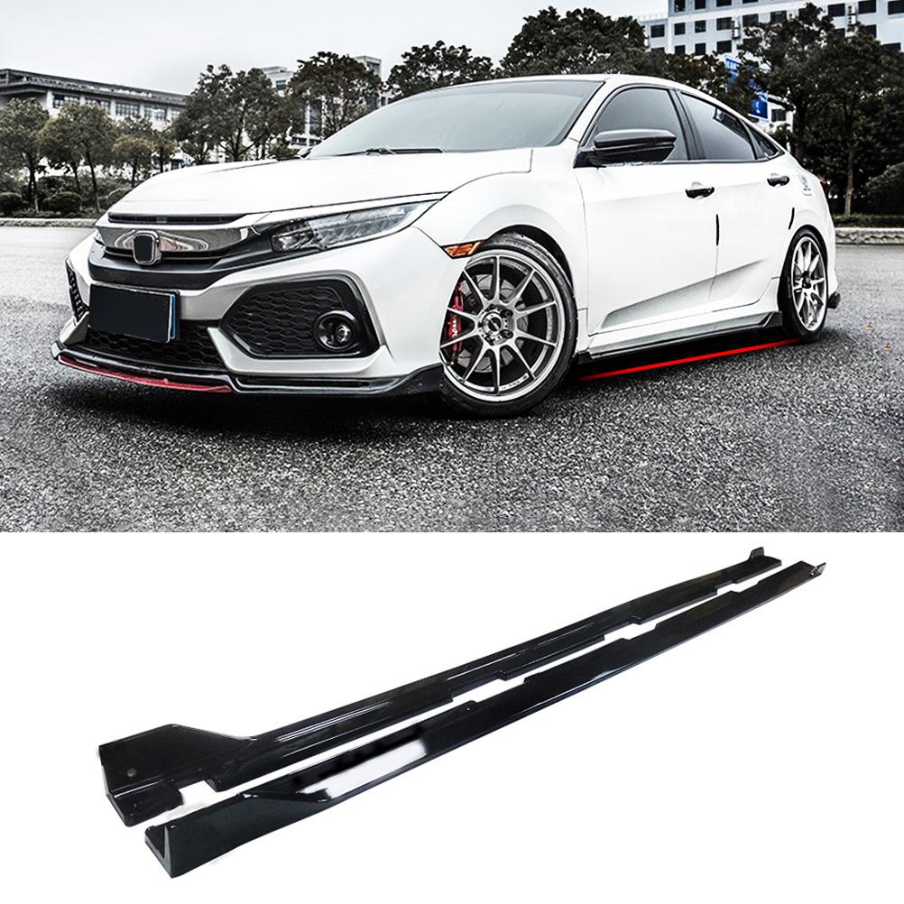 For 2016 2017 2018 2019 2020 2021 Honda Civic Sedan Hatchback Side Skirts Extension Gloss Black