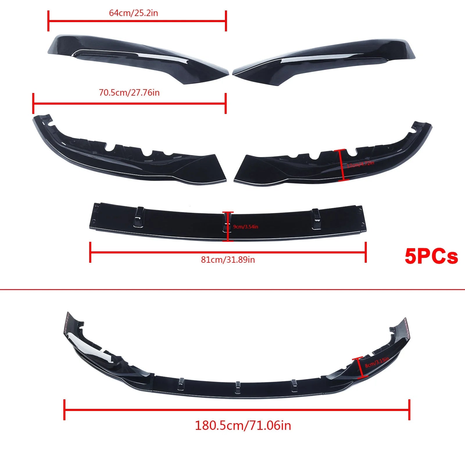Frontlippe für 2017–2020 BMW 5 Series G30 M-Sport Frontspoilerlippe Splitter