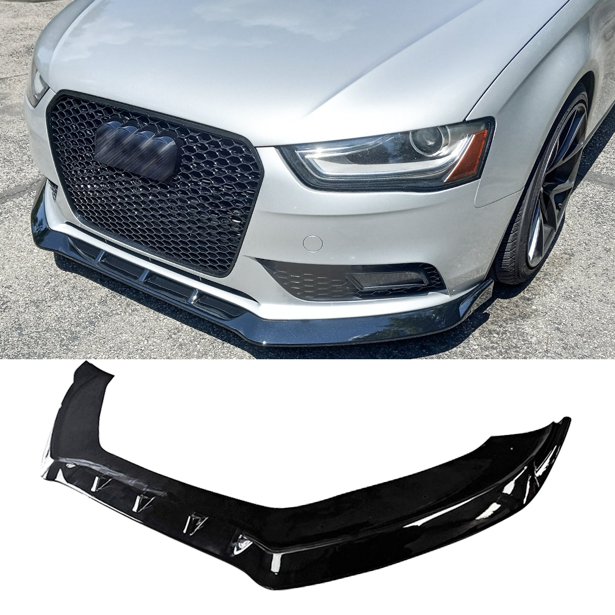 For 13-16 Audi A4 B8.5 Saloon Avant Front Lip Splitter 1 Piece Gloss Black