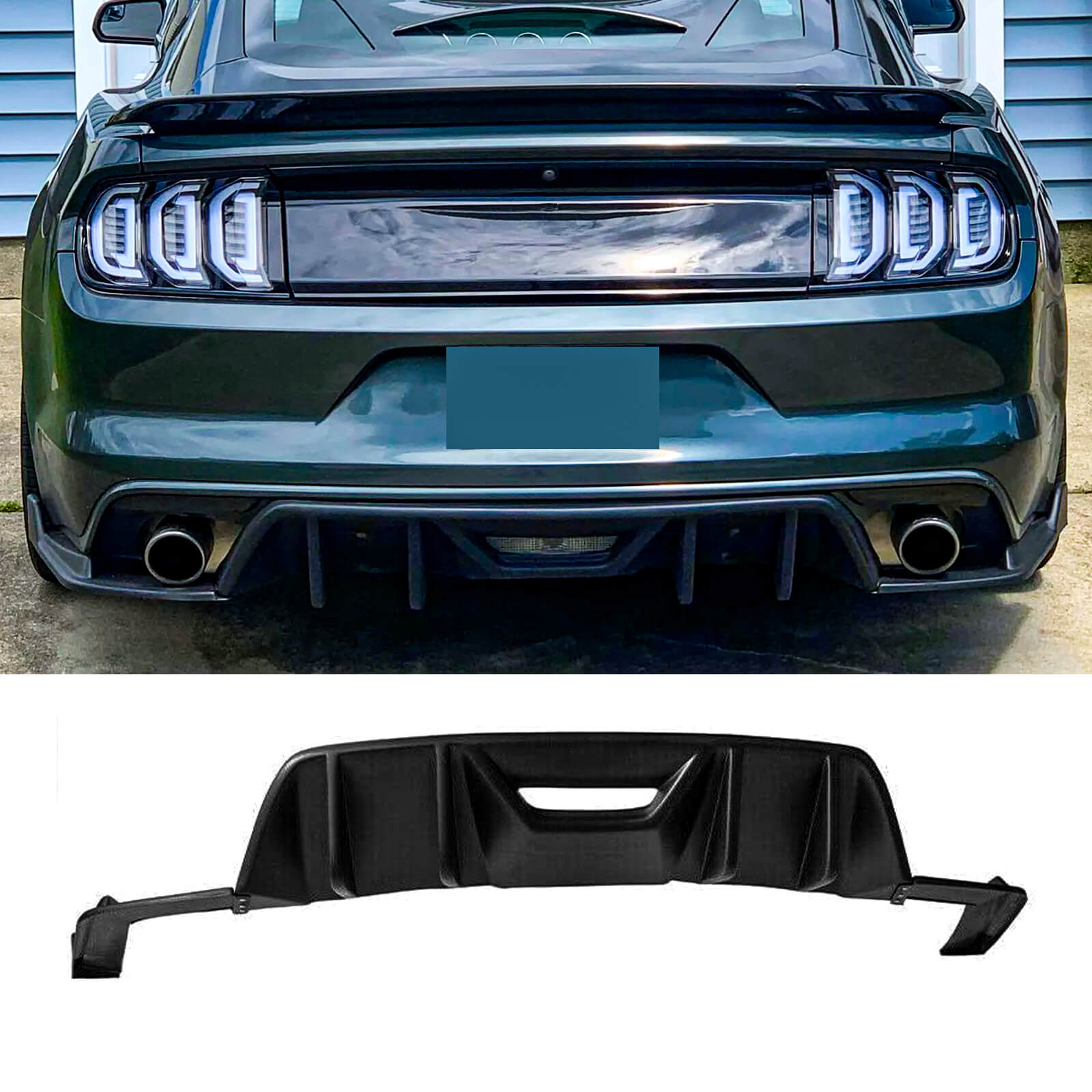 Rear Diffuser For 15-17 Ford Mustang HN Style Rear Bumper Lip Gloss Black Matte Black