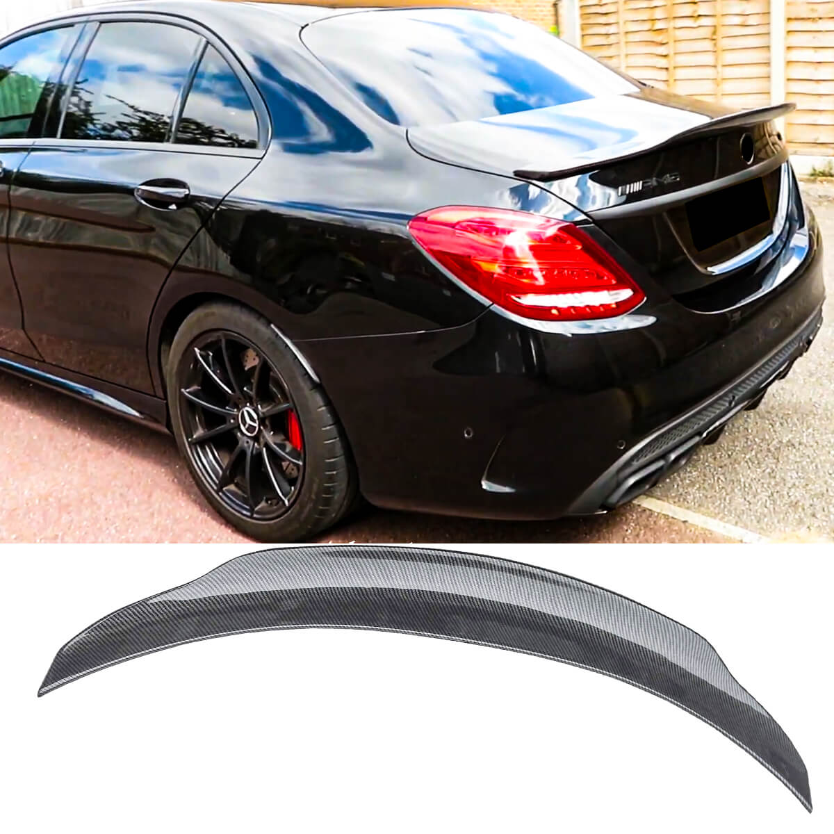Rear Spoiler 2015 2016 2017 2018 2019 2020 2021 Benz W205 4Dr Sedan C-Class & AMG C43 C63 C450 PSM Style Trunk Wing Carbon Fibre Look