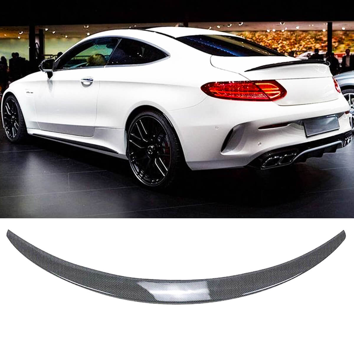 Rear Spoiler for 2014-2021 Mercedes-Benz C-Class W205  C180 C200 C250 C300 C63 C43 Coupe Trunk Wing Spoiler Carbon Fibre Look