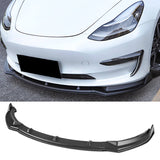 MMOMOTORSPORT Front Lip For 2017-2023 Tesla Model 3 Sedan ABS 3 Pieces Front Chin Splitter