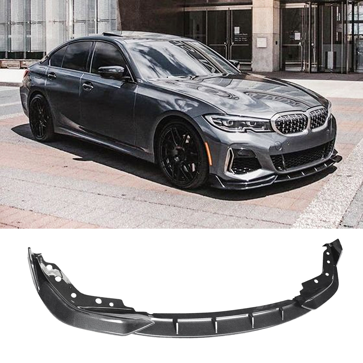 For 2019-2023 BMW 3 Series G20 G28 M Sport Front Bumper Lip Carbon Fibre Look