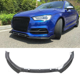 Front Bumper Lip For 2014-2016 Audi S3 A3 S Line Spoiler Splitter Gloss Black Carbon Fibre Look
