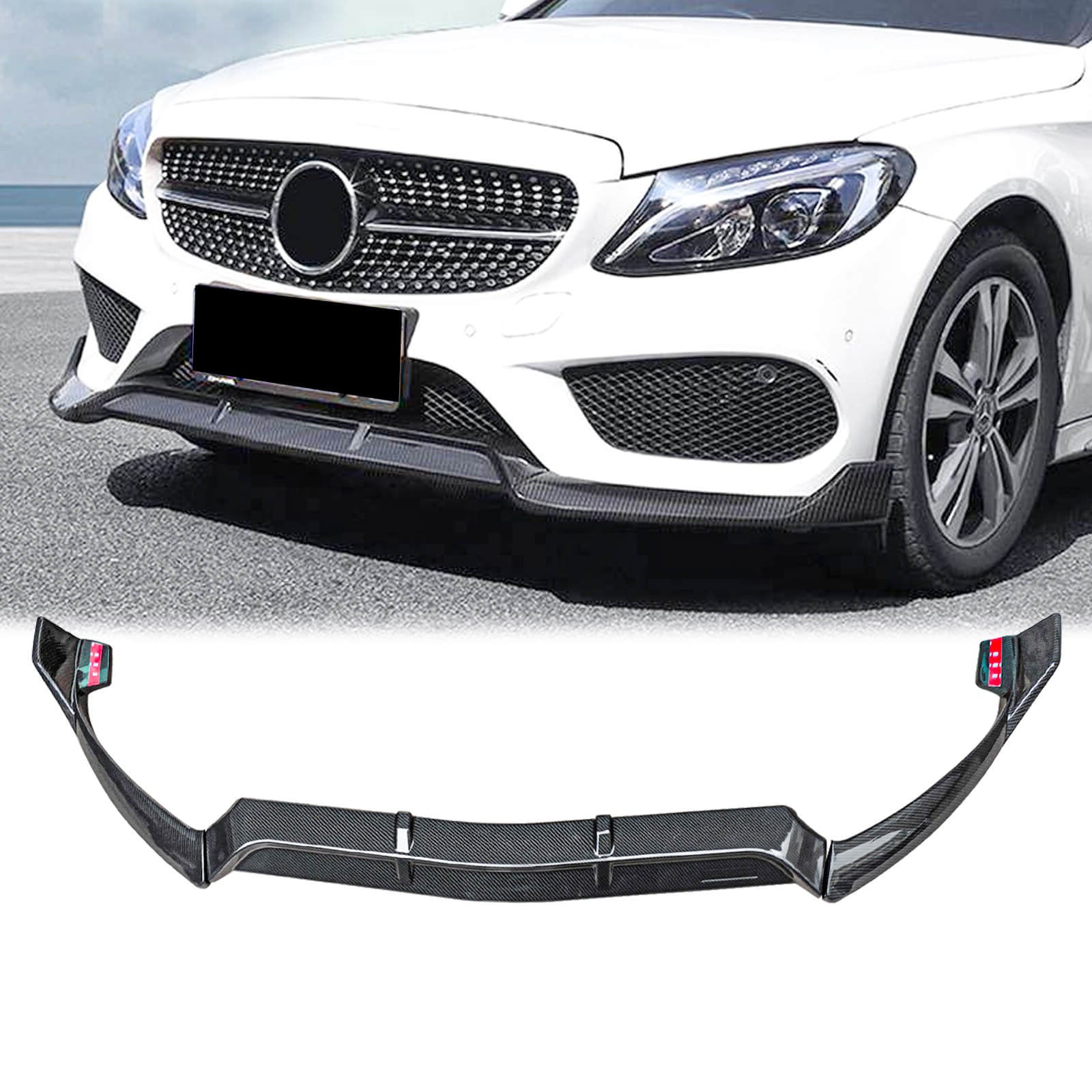 For 2015-2018 Benz W205 Front Lip Carbon Fiber Look