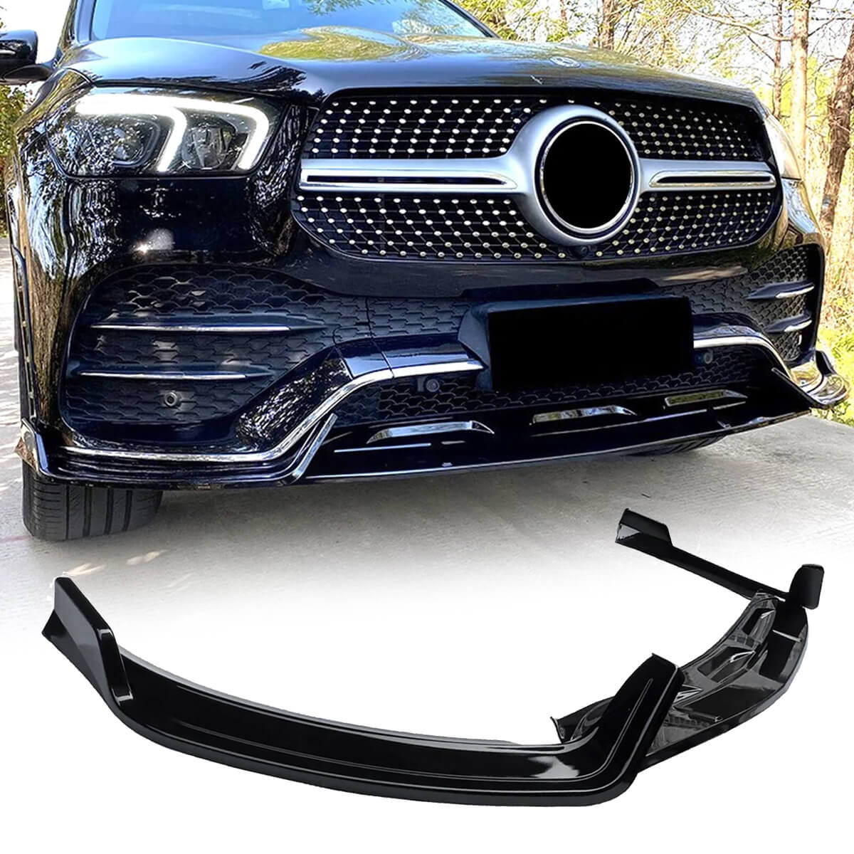 Front Lip For 20-23 Mercedes-Benz GLE53 AMG GLE350 Class Front Bumper Splitter Gloss Black