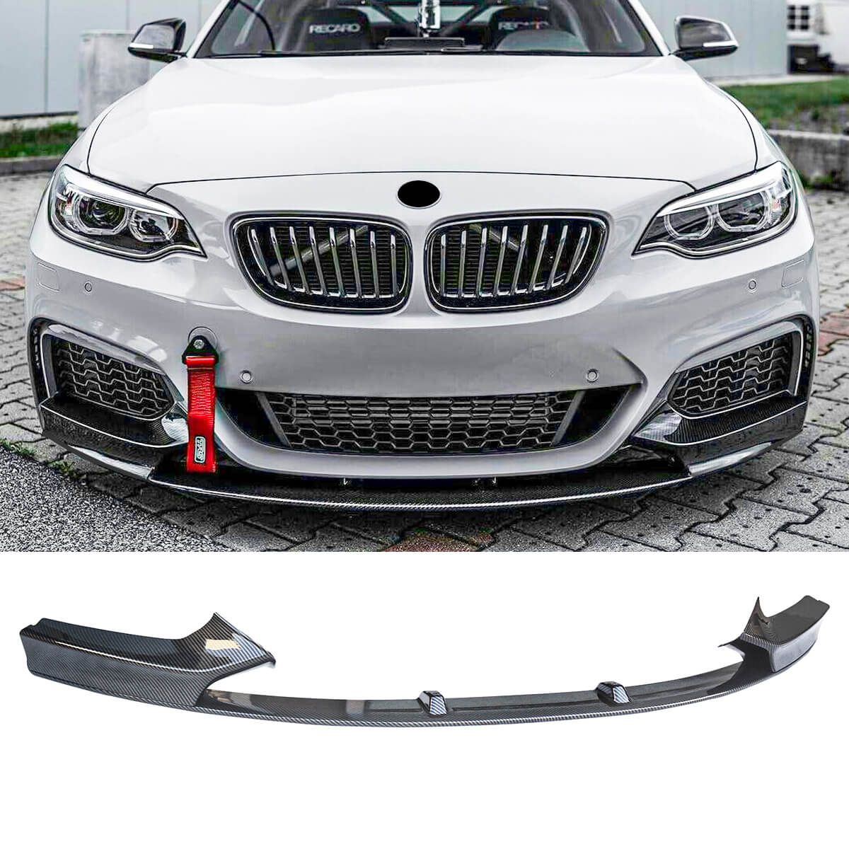 Front Lip For 2014-2021 BMW 2 Series F22 F23 M Sport Front Bumper Lower Splitter Carbon Fibre Look