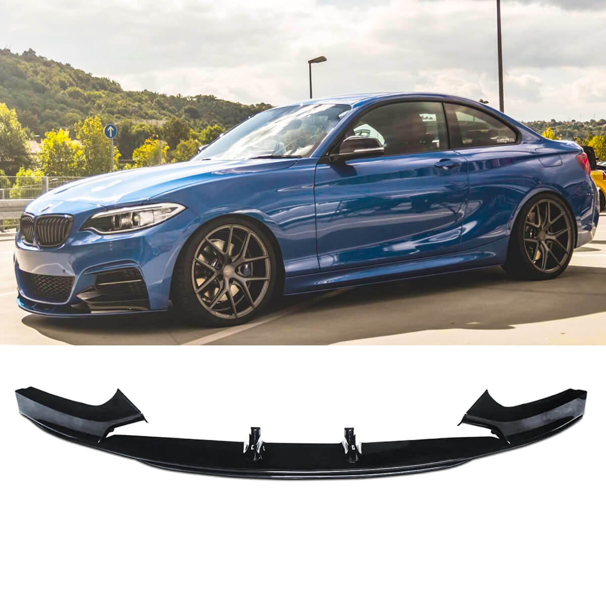 Front Lip For 14 15 16 17 18 19 20 21 BMW 2 Series F22 F23 M Sport Front Bumper Lip Splitters Gloss Black