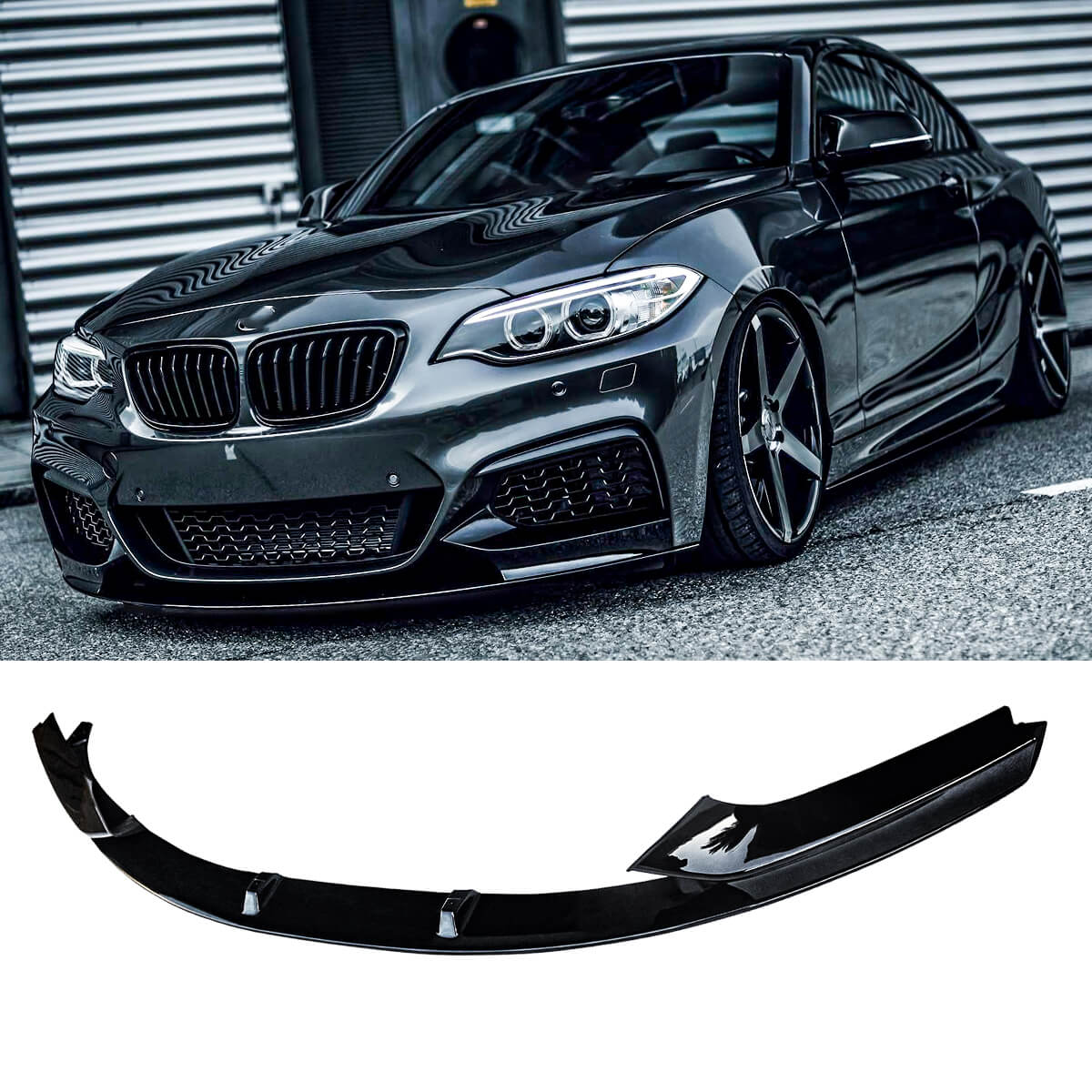 Front Lip For 2014-2021 BMW 2 Series F22 F23 M Sport Front Bumper Lower Splitter Gloss Black