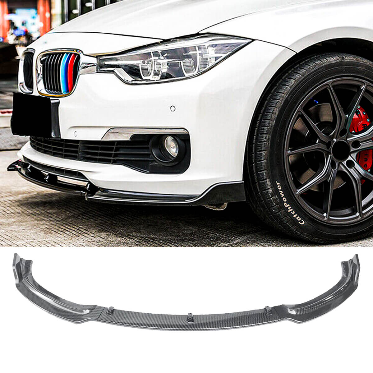 For BMW 3-Series F30 F31 Base Non M-Sport Front Lip Splitter Carbon Fiber Look