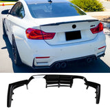 For 2015-2020 BMW F80 M3 F82 M4 F83 3PCs Rear Diffuser V Style Rear Bumper Lip Gloss Black
