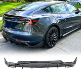 For 2017-2023 Tesla Model 3 Rear Bumper Lip Diffuser with Aprons Splitters Carbon Fibre Look