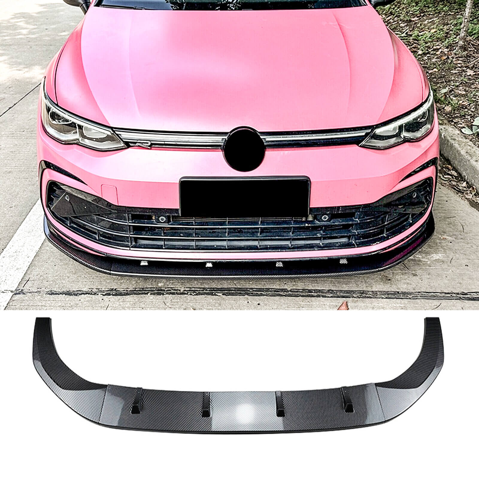 For 2021-2025 VW Golf MK8 GTD GTE GTI R R-Line Front Bumper Lip Splitter Carbon Fibre Look