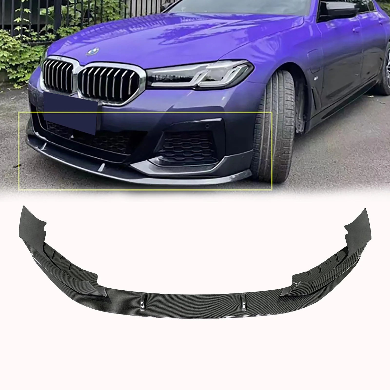 Front Lip For 2021-2023 BMW 5 Series G30 G31 Facelift M Sport Front Bumper Splitter Carbon Fibre Look
