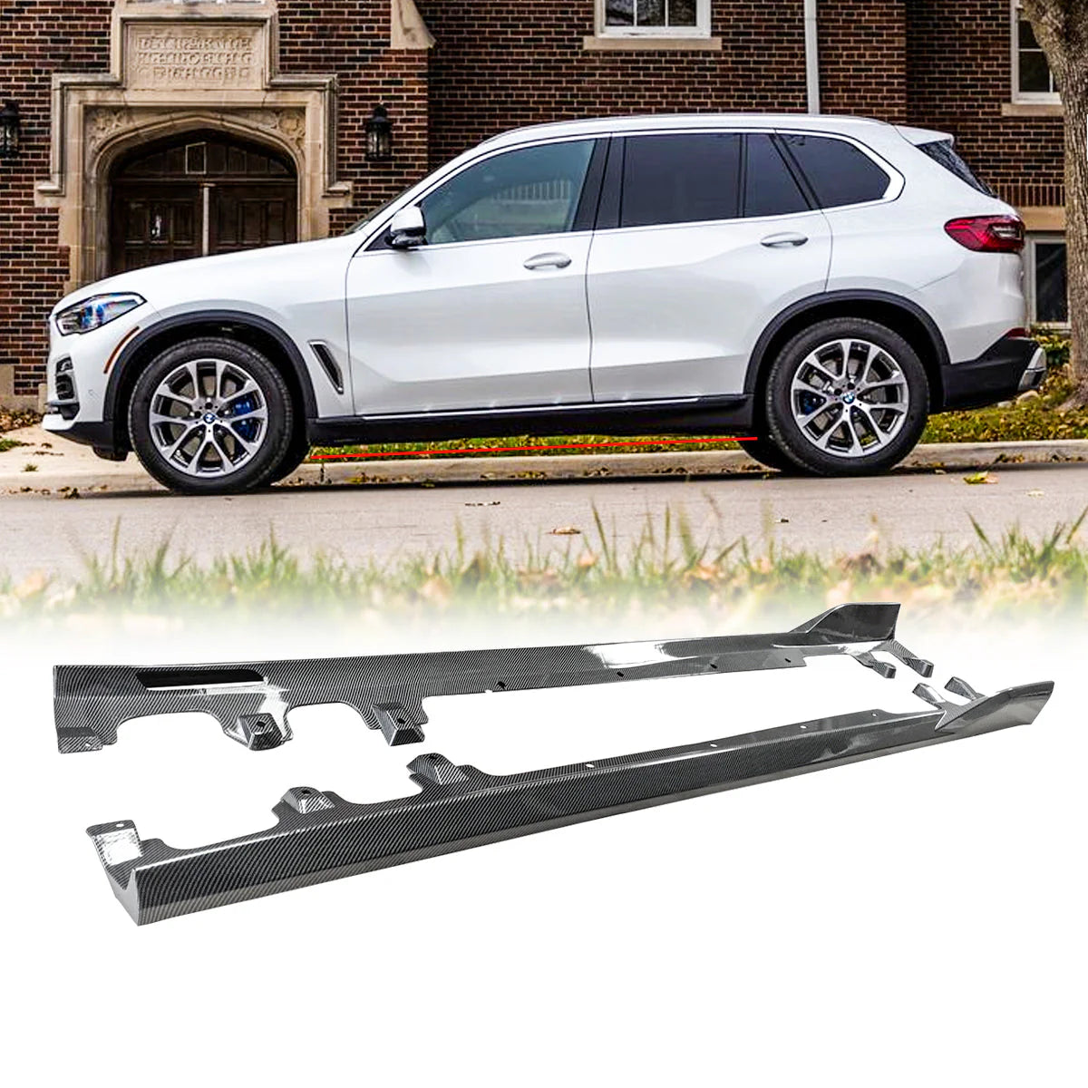 Side Skirts for 2019-2023 BMW G05 X5 M-Sport Side Extension Bottom Line Carbon Fibre Look