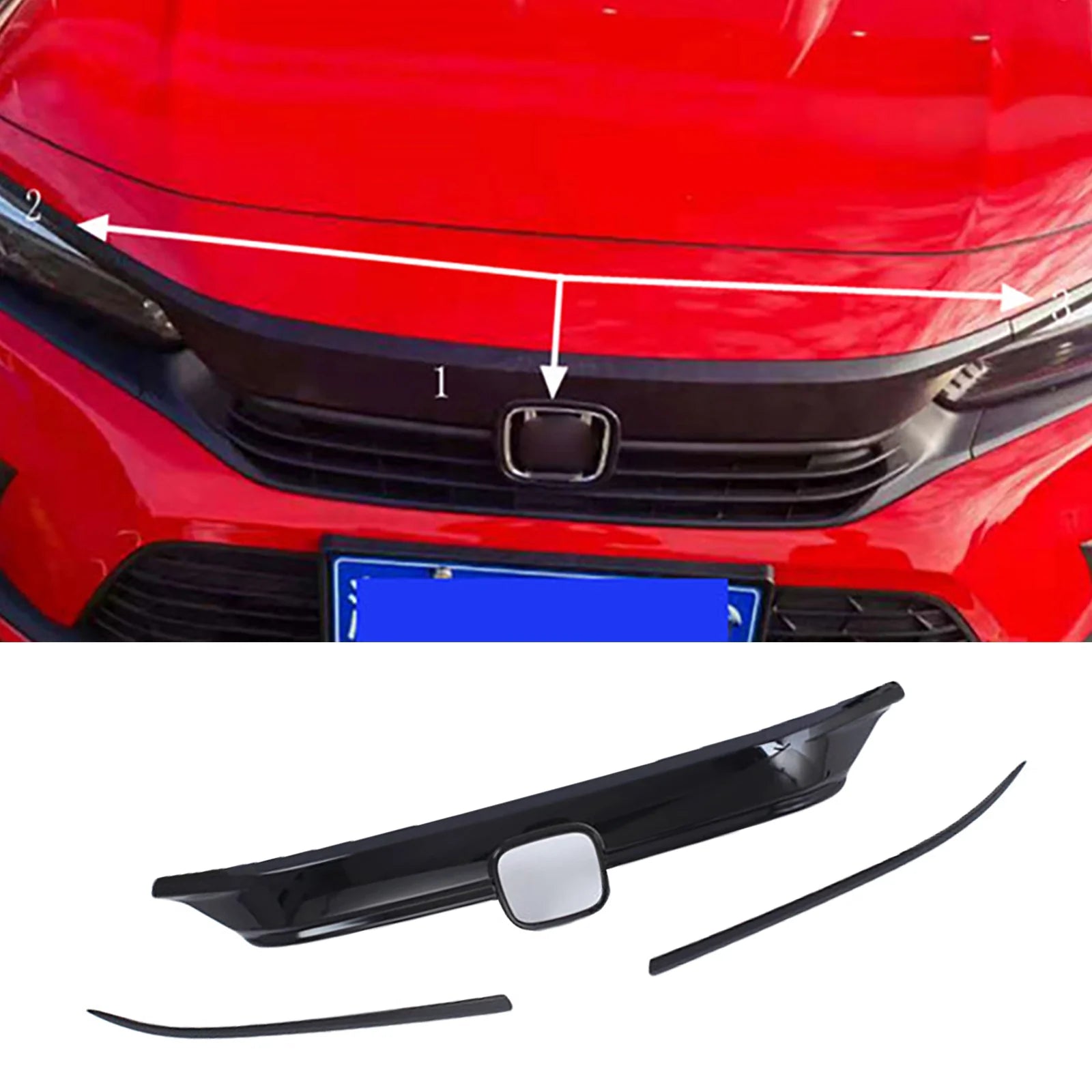 MMO For 2022-2025 Honda Civic 11th Gen Front Hood Bonnet Cover Trim