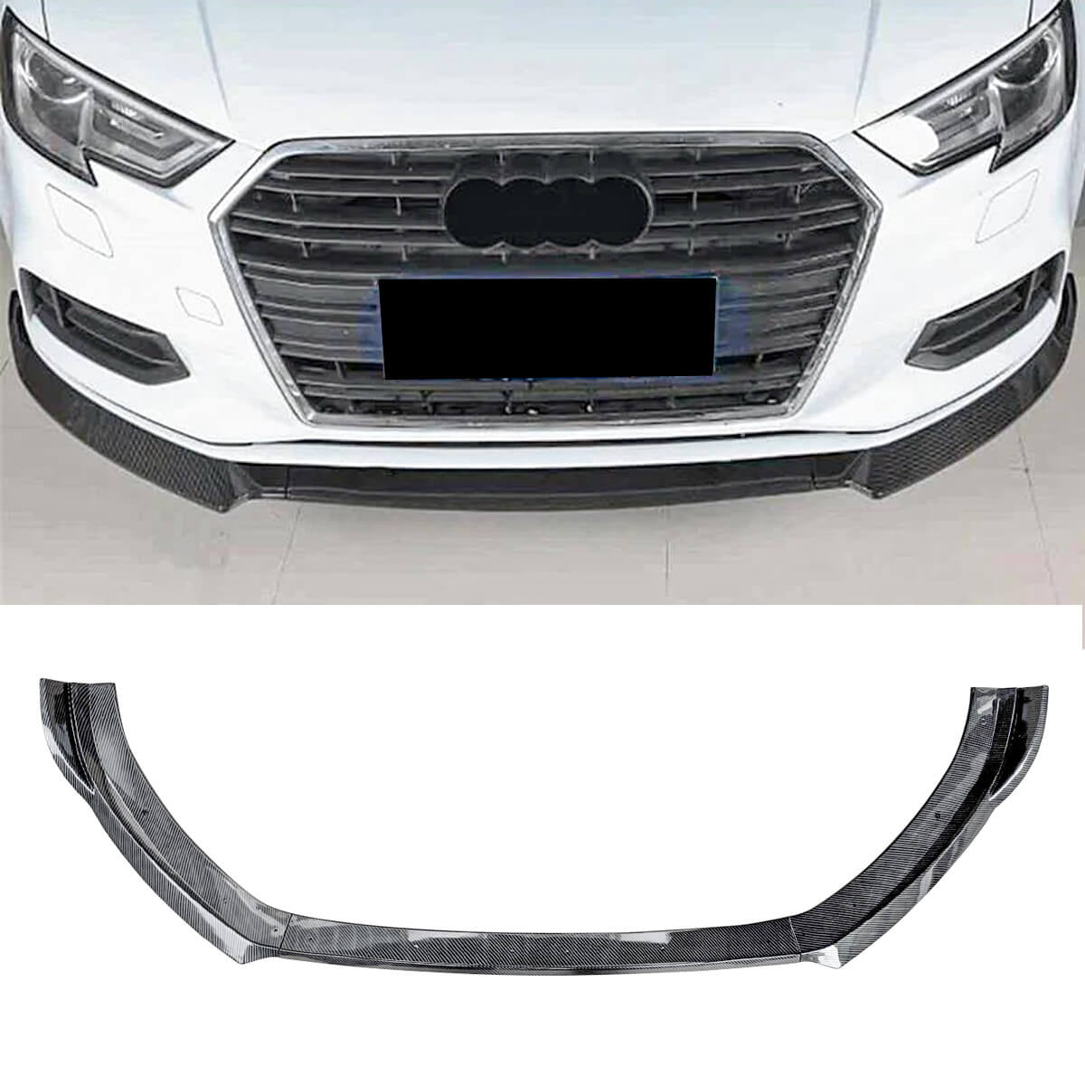Front Lip for 2017-2019 Audi A3 Base Front Bumper Splitter Carbon Fibre Look