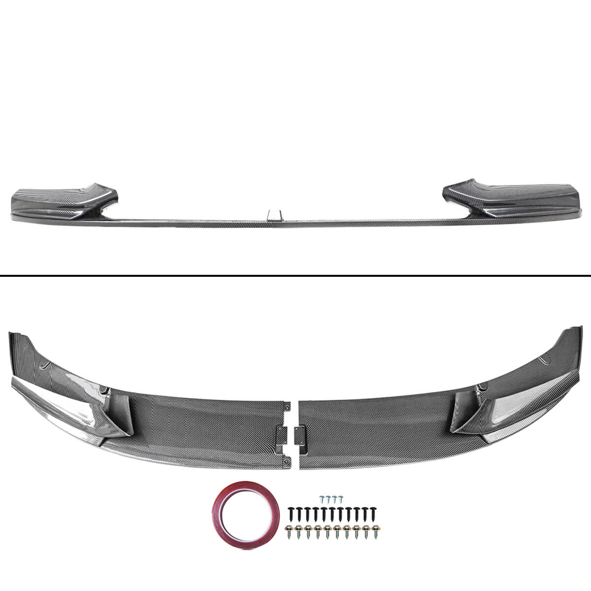 For 11-16 BMW 5 Series F10 M Sport Front Lip 2 Pieces Carbon Fiber Look Style