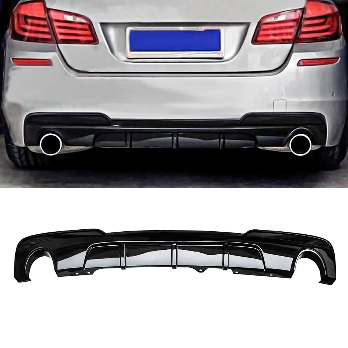 Rear Diffuser For 2011-2017 BMW 5-Series F10 F11 535d 535i M Sport Rear Bumper Lip Gloss Black