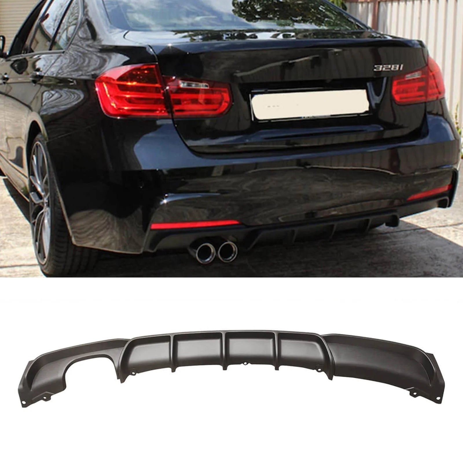Rear Diffuser For 2012-2019 BMW F30 F31 M Sport Bumper 320i 328i Matte Black