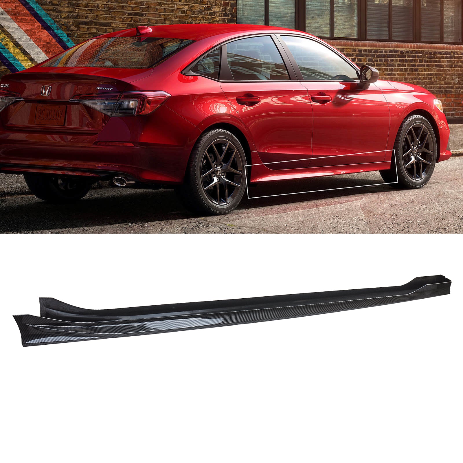 MMOMOTORSPORT Side Skirts For 2022 2023 2024 Honda Civic 11th Gen ABS Side Rocker Panel Extension Lips