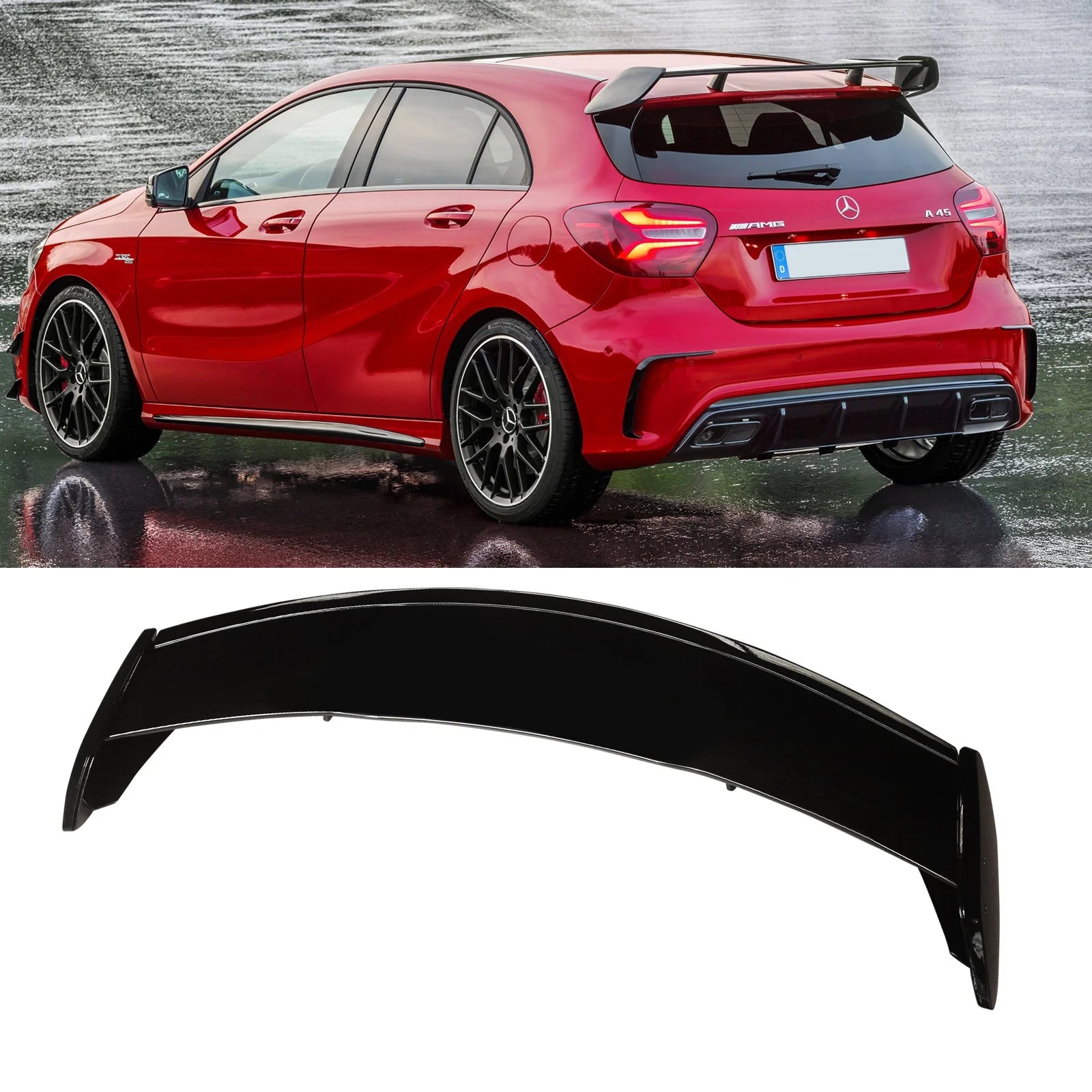 For Mercedes-Benz 2012-2018 A Class W176 A45 AMG Style Boot Spoiler Gloss Black