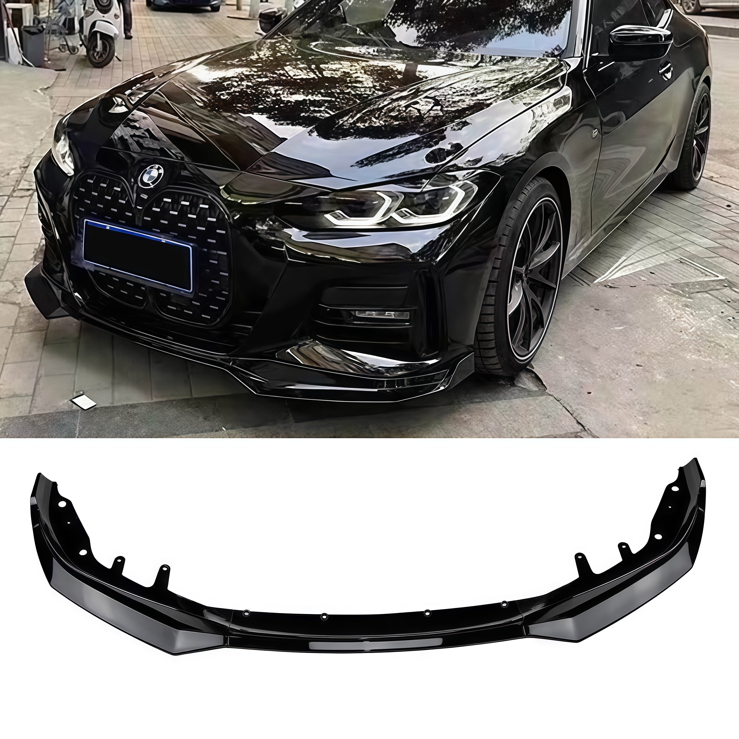 For 2021 -2025 BMW 4 Series G22 G23 425i 430i M Sport Front Bumper Lip Splitter Gloss Black